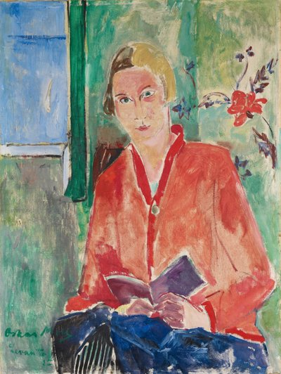 Lectrice en veste rouge - Oskar Moll